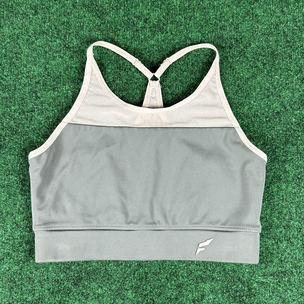 Flag Nor‎ Fail Mesh Racerback Sports Bra Pink Grey Womens Small Workout Gym